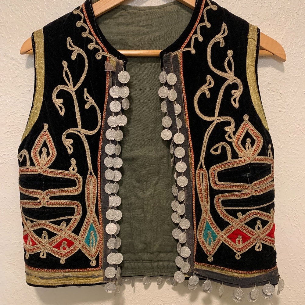 VINTAGE Moroccan Embellished Suede Vest